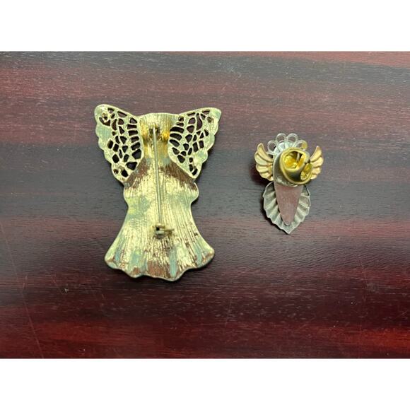 VTG Angel Brooch and Earring Lot Boho Holidays Christmas - Picture 5 of 6